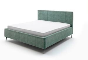 Zelená čalúnená dvojlôžková posteľ s úložným priestorom s roštom 180x200 cm Lizzano – Meise Möbel