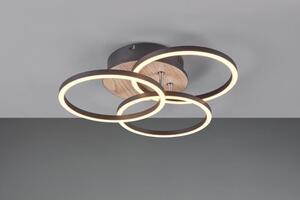 TRIO Reality R62823135 CIRCLE stropné svietidlo SMD LED 27W/3200lm 2700-6000K imitácia dreva, čierna, stmievateľné, diaľkový ovládač