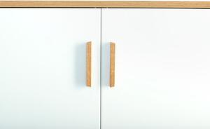 KONSIMO Policová komoda FRISK dvierka biele 80 x 117 x 46 cm