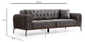 Dizajnová 3-miestna sedačka Tamarice 225 cm antracitová