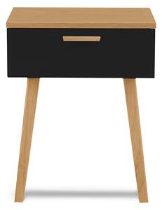 KONSIMO Nočný stolík FRISK zásuvka dub čierny 48 x 60 x 46 cm