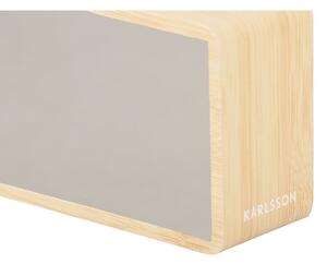 LED budík v striebornej farbe a dekore svetlého dreva Karlsson Mirror