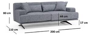 Dizajnová sedačka Kessya 200 cm sivá
