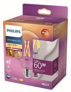 Philips 8719514323957 LED žiarovka E27 5,9W/60W 806lm 2200-2700K G93 filament WarmGlow Dimmable