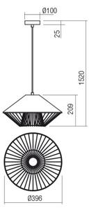 Redo 01-3006 - Závesný luster na lanku GRILL 1xE27/42W/230V priemer 39,6 cm čierna/tyrkysová