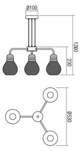 Redo 01-1579 - Luster na lanku EDISON 3xE27/42W/230V, priemer 53 cm, čierna/medená
