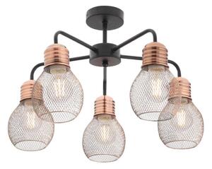 Redo 01-1577 - Luster na tyči EDISON 5xE27/42W/230V priemer 53 cm čierna/medená
