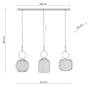 Luster na lanku SOPHIA 3xE14/10W/230V čierna/zelená/dýmová béžová