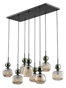 Luster na lanku SOPHIA 8xE14/10W/230V čierna/zelená/dymovo-béžová