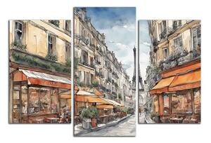 Obraz na plátne Kreslená Parížska ulička