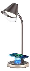 Immax 08971L FINCH stolová lampa LED 9W 150-450lm 3000-6000K, hnedá, zlatá, stmievateľné, Qi bezdrátové nabíjanie pre smartfóny, CCT