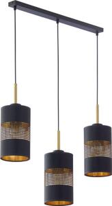 Luster na lanku BOGART 3xE27/15W/230V čierna/zlatá