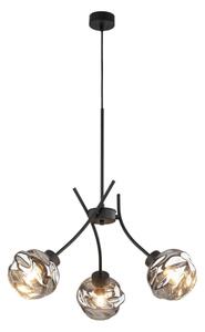 Závesný luster na lanku ZULIA 3xE27/15W/230V čierna/dymová čierna