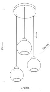 Luster na lanku DEVI 3xE27/15W/230V čierna/dymová béžová
