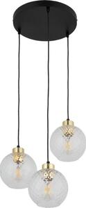 Závesný luster na lanku DEVON 3xE27/15W/230V čierny/priehľadný