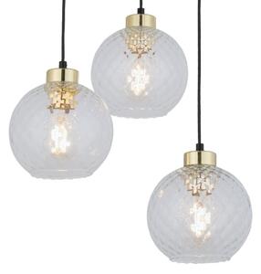 LED luster na lanku DEVON 3xE27/15W/230V čierna/číra
