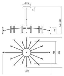 Redo 01-3450 - LED Stmievateľný luster na tyči RAYEN LED/80W/230V CRI 90 zlatá