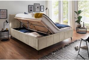 Béžová dvojlôžková posteľ s roštom a úložným priestorom Meise Möbel Lizzano, 160 x 200 cm