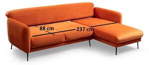 Dizajnová rozkladacia sedačka Eilika 270 cm oranžová - pravá