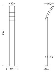Philips 8719514417793 Splay vonkajšie svietidlo stĺpik LED 12W/1100lm 2700K IP44 antracit