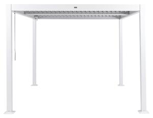 Pergola biela kov hliníkový rám tienidlo 310 x 310 cm altánok moderný industriálny štýl záhrada
