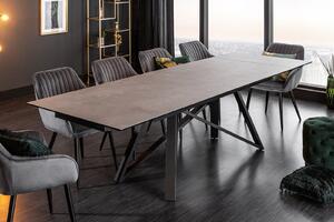 Jedálenský stôl GLOBE 180-220-260 cm - svetlosivá, čierna