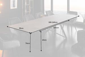 Jedálenský stôl GLOBE 180-220-260 cm - svetlosivá, čierna