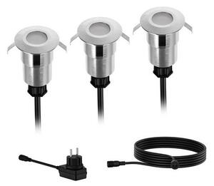 Philips 8720169269453 GardenLink Low Volt Spore nízkonapäťové vonkajšie svietidlo do zeme LED 3x1W/120lm 2700K IP67(IP44 PSU) strieborná 3-set+adaptér+kábel 5m