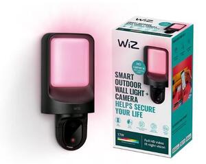 Philips WIZ 8720169072114 vonkajšie nástenné svietidlo s kamerou, 120° zorné pole, detekcia pohybu a zvuku, 1080P, 30 FPS, 17W/1250lm 2700K IP44 čierna