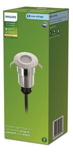 Philips 8720169269279 GardenLink Low Volt Spore nízkonapäťové vonkajšie svietidlo do zeme LED 1W/120lm 2700K IP67 strieborná, bez napájania