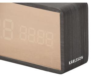 LED budík v medenej farbe a dekore tmavého dreva Karlsson Mirror