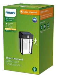 Philips 8720169265509 Outdoor solar Shroud solárne nástenné svietidlo so senzorom PIR LED 2,3W 250/25lm 2700K IP44 čierna, čírá