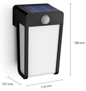 Philips 8720169265509 Outdoor solar Shroud solárne nástenné svietidlo so senzorom PIR LED 2,3W 250/25lm 2700K IP44 čierna, čírá