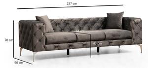 Dizajnová 3-miestna sedačka Rococo 237 cm antracitová