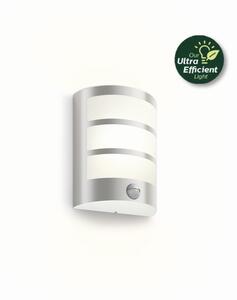 Philips 8720169263772 UltraEfficient Python vonkajšie nástenné svietidlo so senzorom PIR LED 3,8W/800lm 2700K IP44 nerez