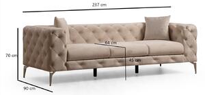 Dizajnová 3-miestna sedačka Rococo 237 cm ecru