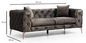 Dizajnová sedačka Rococo 197 cm antracitová