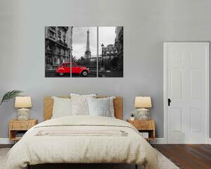 Obraz na plátne Červené auto v Paríži