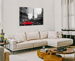 Obraz na plátne Červené auto v Paríži