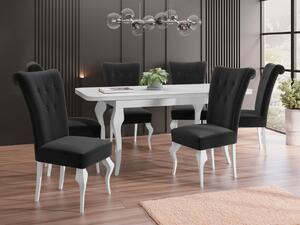 Mirjan24 Rozkladací stôl Julia so 6 stoličkami ST63, Dostupné poťahy: Magic Velvet 2219, Farby: biela / biely lesk 5903211381706