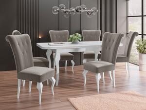 Mirjan24 Rozkladací stôl Julia so 6 stoličkami ST63, Dostupné poťahy: Magic Velvet 2209, Farby: biela / biely lesk 5903211381676