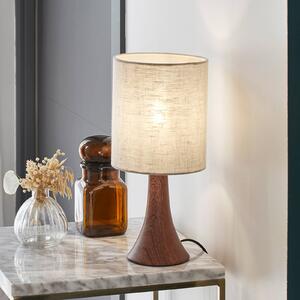 Stolová lampa Arto, tmavohnedá/biela, výška 32 cm, kov/ľan, Tmavé drevo, Obývacia izba / jedáleň, kov, Stojacie svietidlo