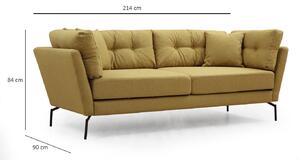 Dizajnová 3-miestna sedačka Basiano 214 cm zeleno-žltá