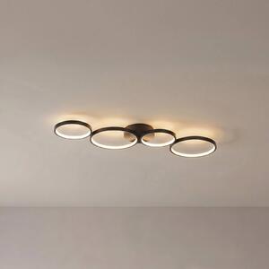 Lindby stropné LED svetlo Evengeline, čierne, hliník, 88 cm, Čierna, Obývacia izba / jedáleň, Hliník, Moderný, Stropné svetlo