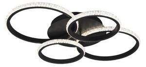 TRIO Reality R67364132 CIRES stropné svietidlo SMD LED 27W/3400lm 4000K čierna matná, priehľadná, krištáľový efekt, switchdimmer