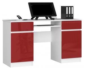 Písací stôl A5, 135x77x50, biela/červená