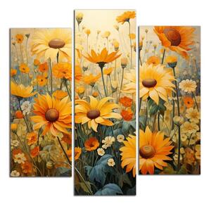 Obraz na plátne Žluté a oranžové květy