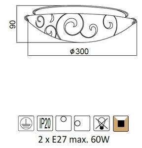 ACA DECOR Prisadené svietidlo CHAPLIN max. 2x60W/E27/230V/IP20, priemer 30cm