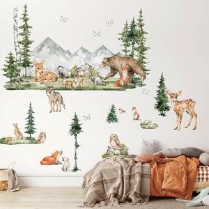 INSPIO-textilná prelepiteľná nálepka - Nálepky pre deti - Forest lesné zvieratká do detskej izby