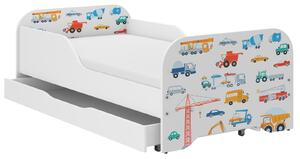 Detská posteľ KIM - DOPRAVNÉ PROSTRIEDKY 140x70 cm + MATRAC